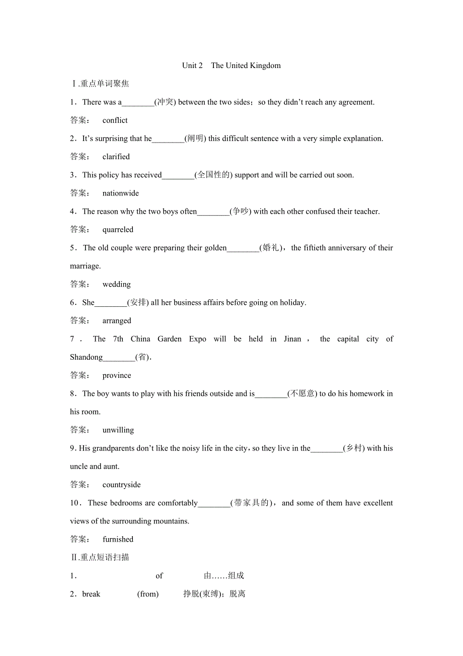 高考英语一轮复习精讲精练学案必修5 Unit 2　The United Kingdom_第1页