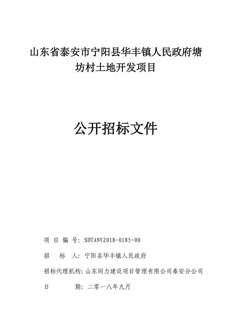 塘坊村土地开发项目采购项目公开招标文件_第1页