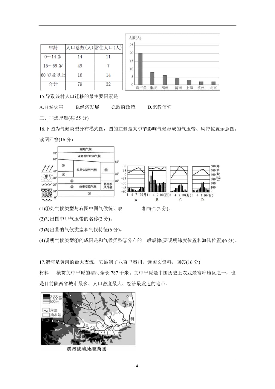 天津市2020届高三上学期期末模拟试题 地理 (二) Word版含答案_第4页