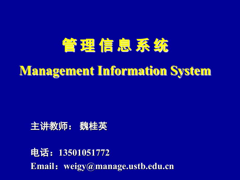 北科管理信息系统MIS讲义(第1章)-wei2014年_第1页
