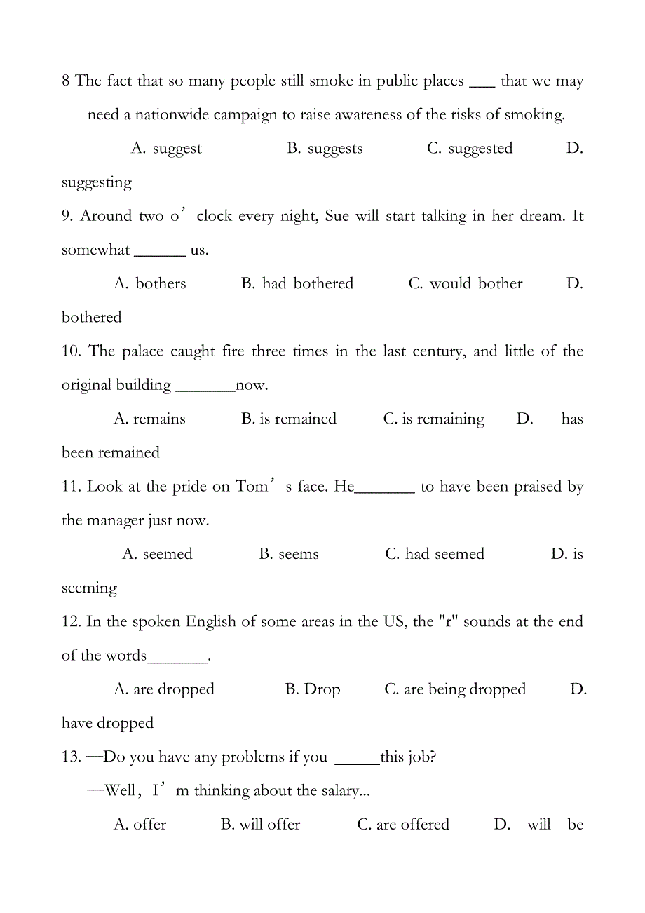 往年高考英语时态语态专项训练(含答案)_第2页
