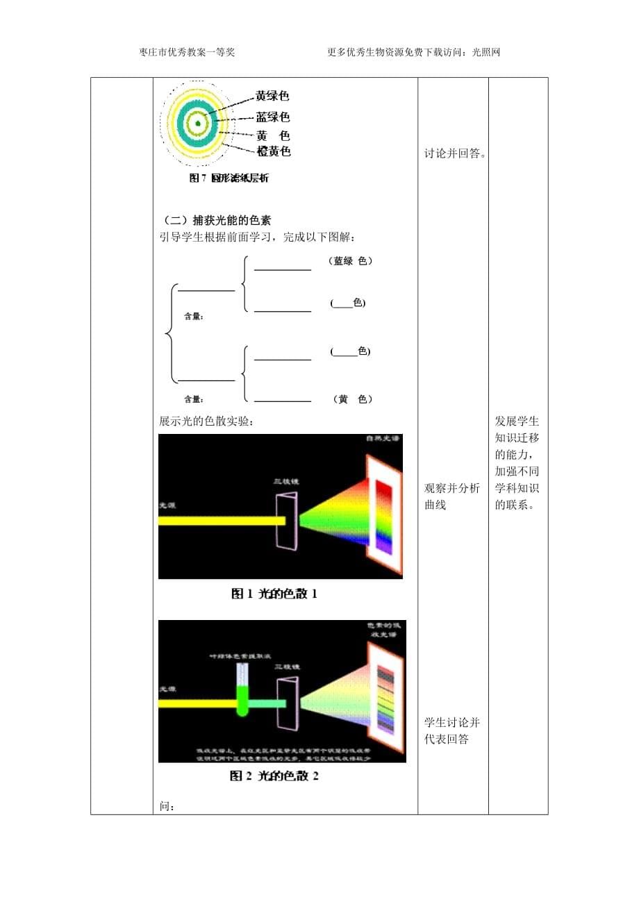 枣庄优秀教案等奖捕获光能的色素和结构_第5页