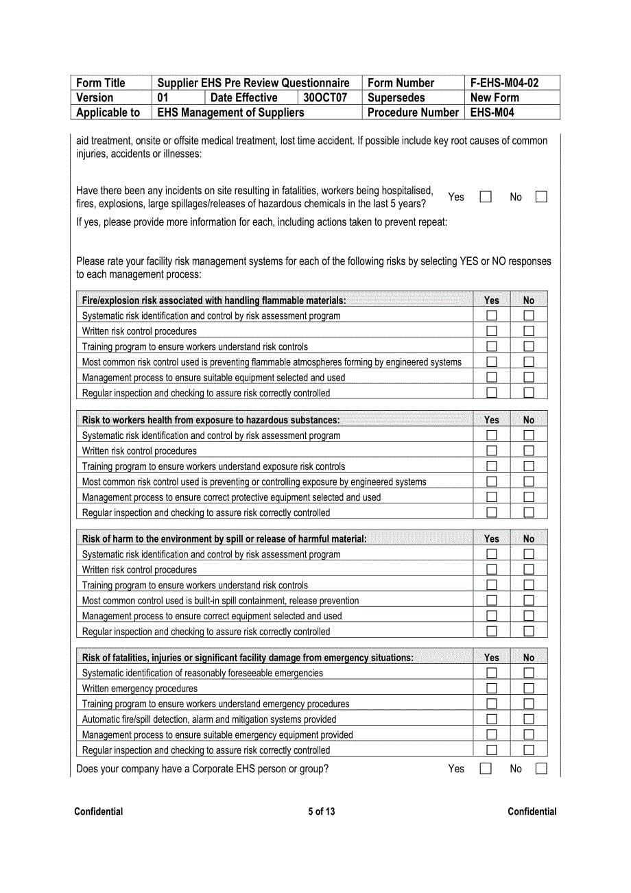 辉瑞公司EHS风险评估调查问卷_第5页