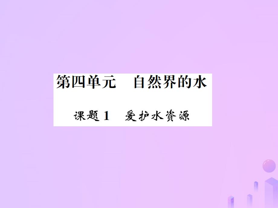 2019版初三化学上册 第四单元 自然界的水 课题1 爱护水资源习题课件 新人教版教学资料_第1页