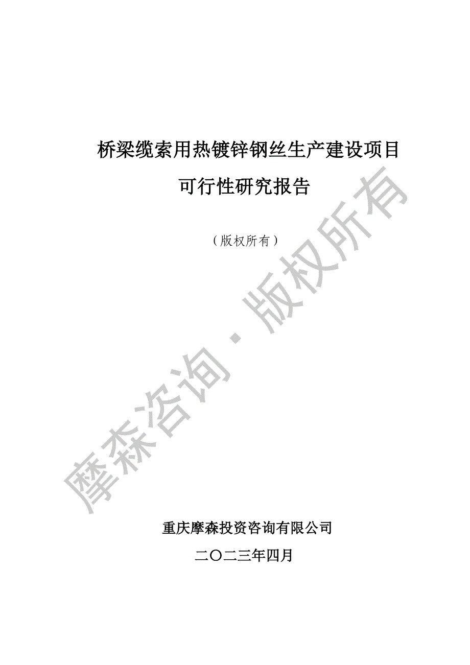 桥梁缆索用热镀锌钢丝建设项目可行性研究报告_第1页