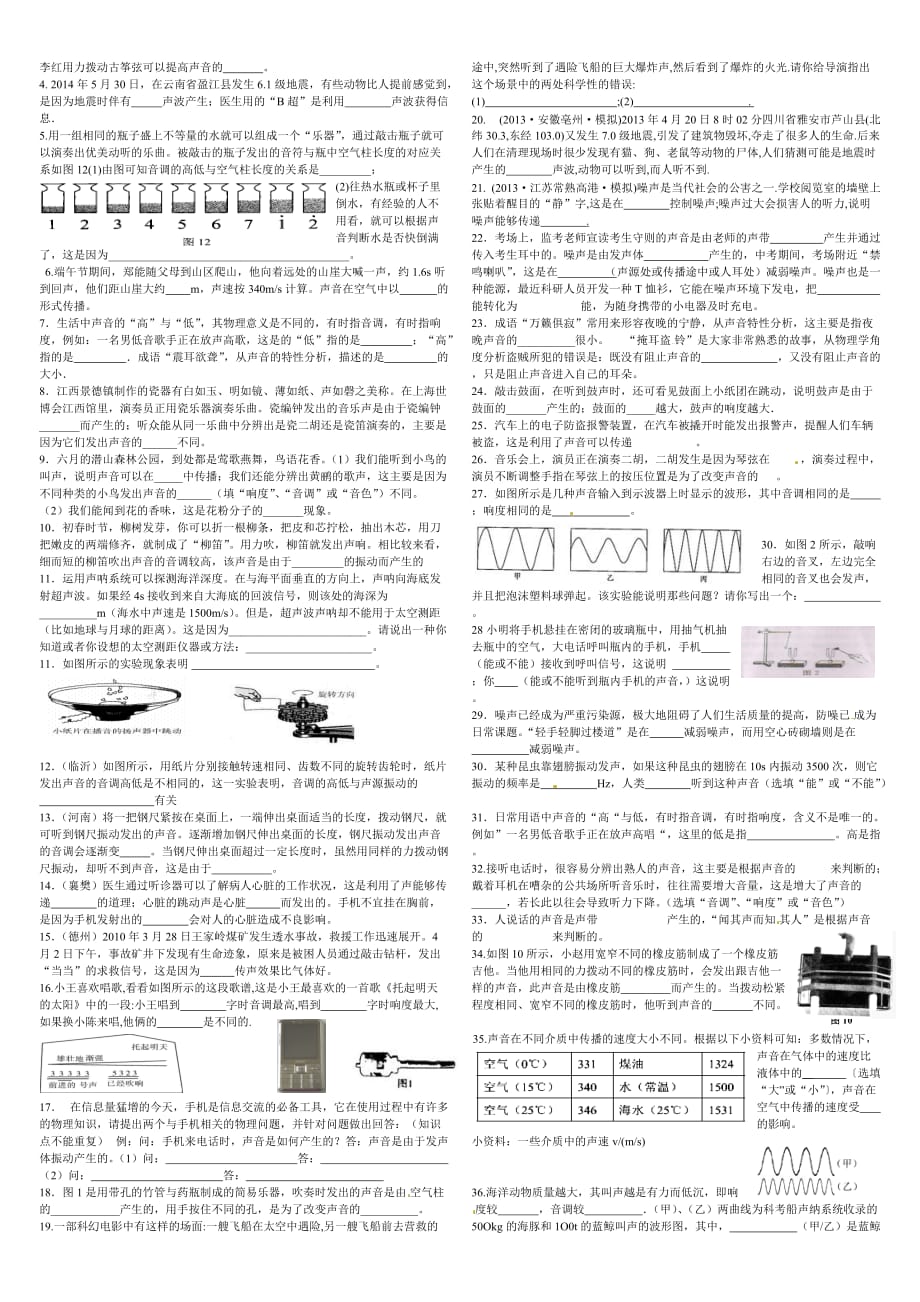 中考复习物理声现象试题_第2页