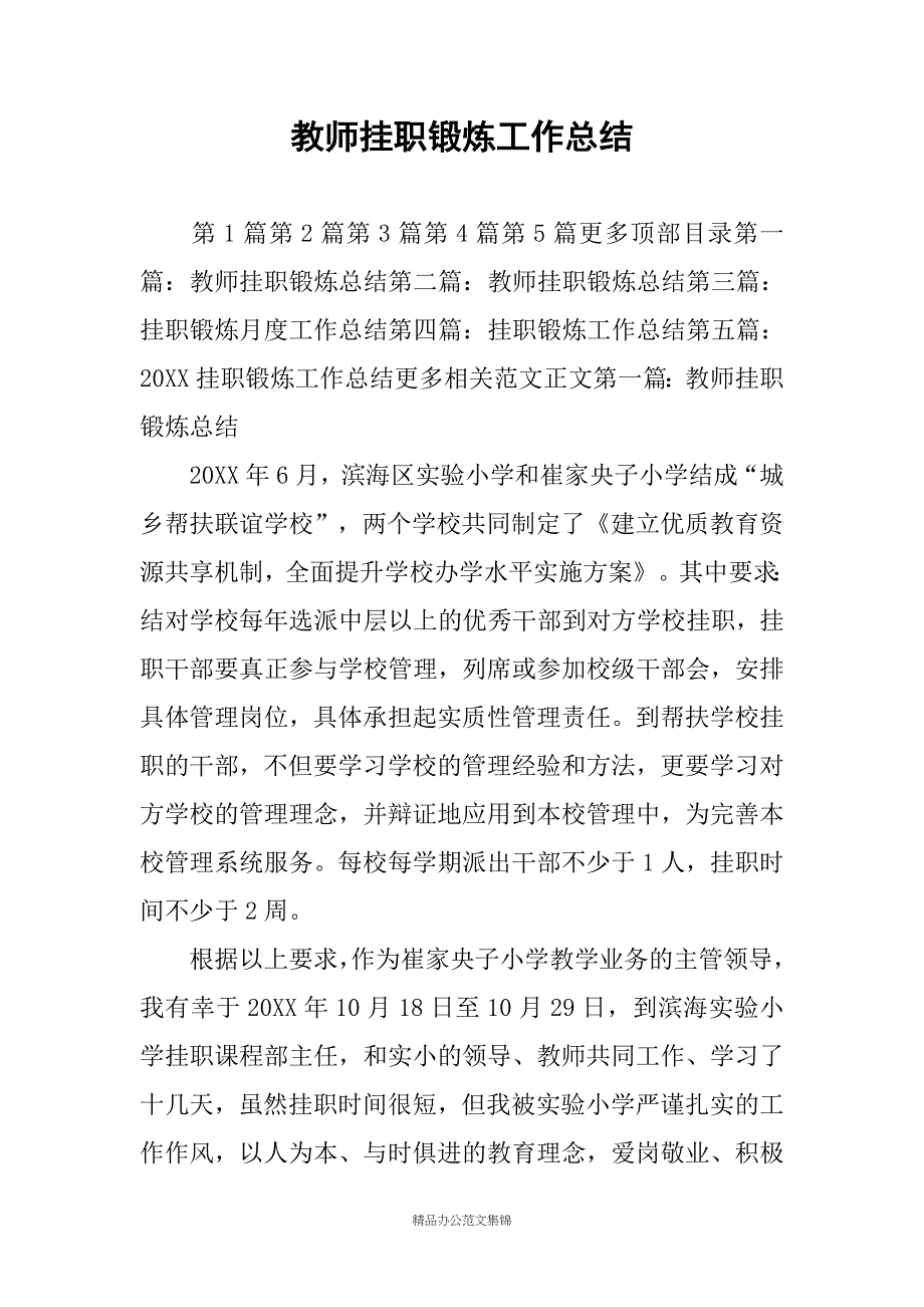 教师挂职锻炼工作总结_第1页