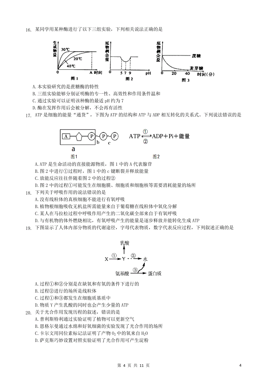 重庆市某重点中学2018_2019学年高一生物下学期期末考试试题鸭2019071701111_第4页