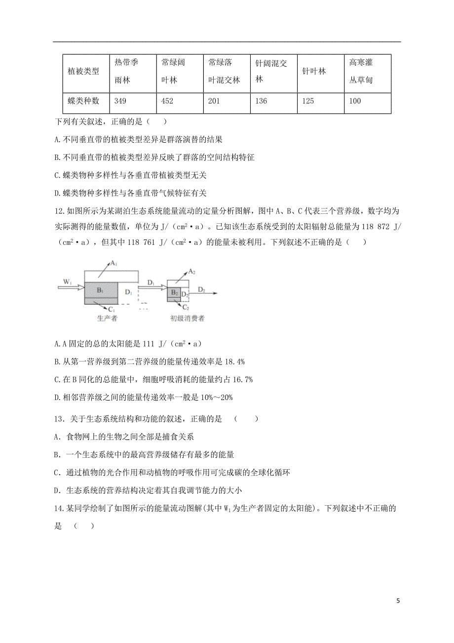 山东省淄博市第七中学2019_2020学年高二生物上学期第一次月考试题1班201911180292_第5页