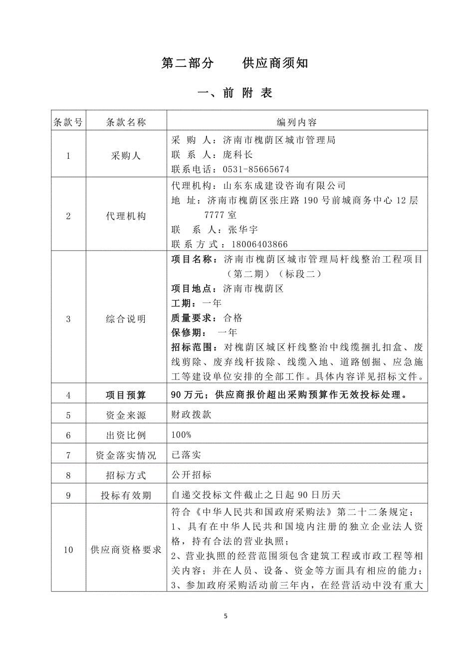 杆线整治工程项目（第二期）招标文件（二标段）_第5页