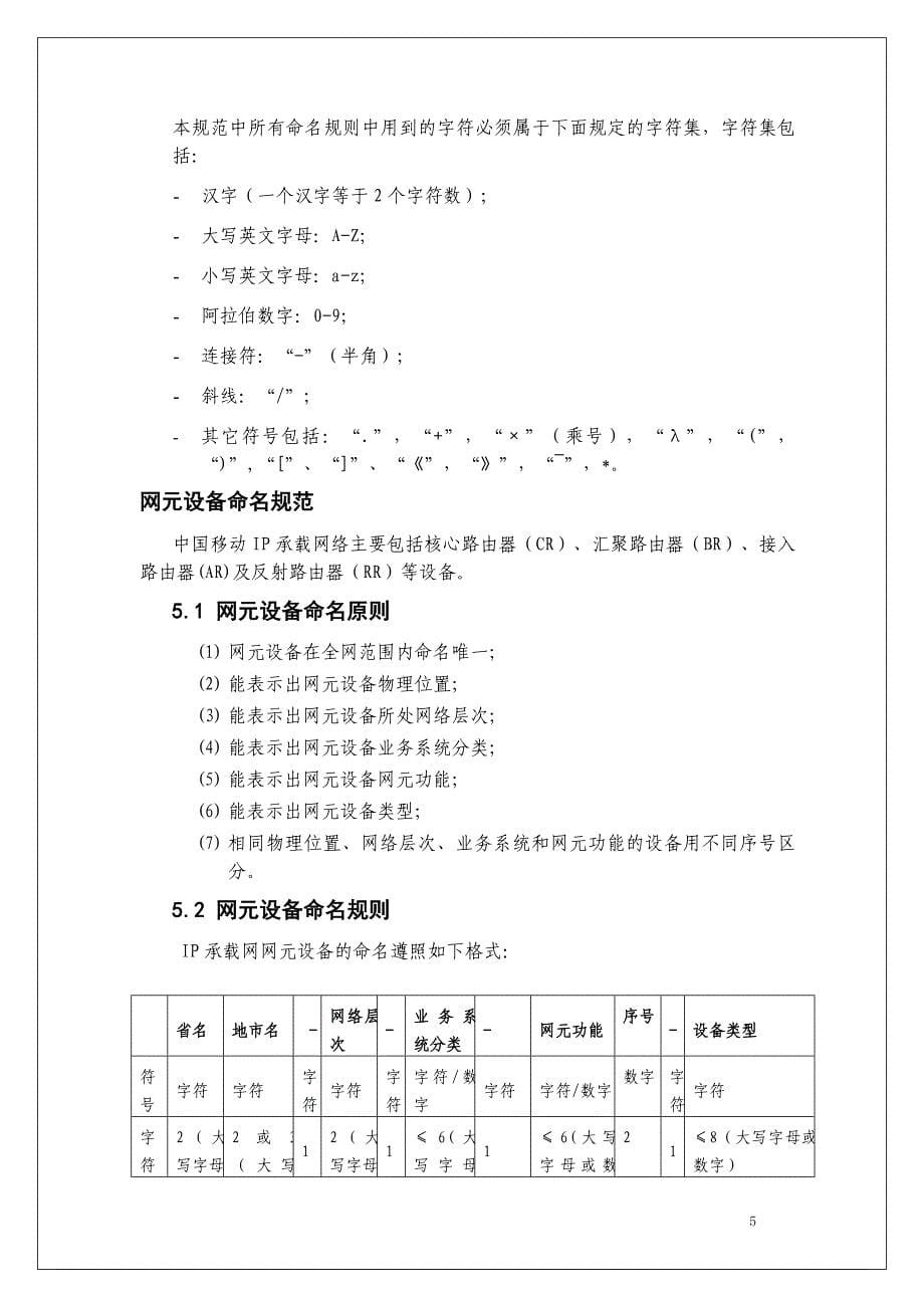 中国移动IP承载网网络资源命名规范(V215)_第5页