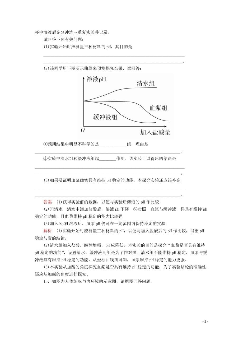 2020高中生物 第1章 人体的内环境与稳态 第2节 内环境稳态的重要性课时作业（含解析）新人教版必修3_第5页