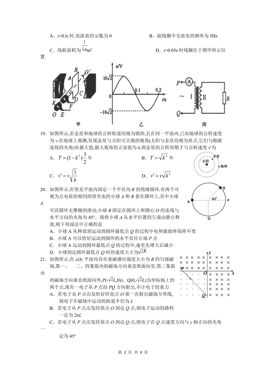 2019届高三二诊模拟考试物理试题_第2页