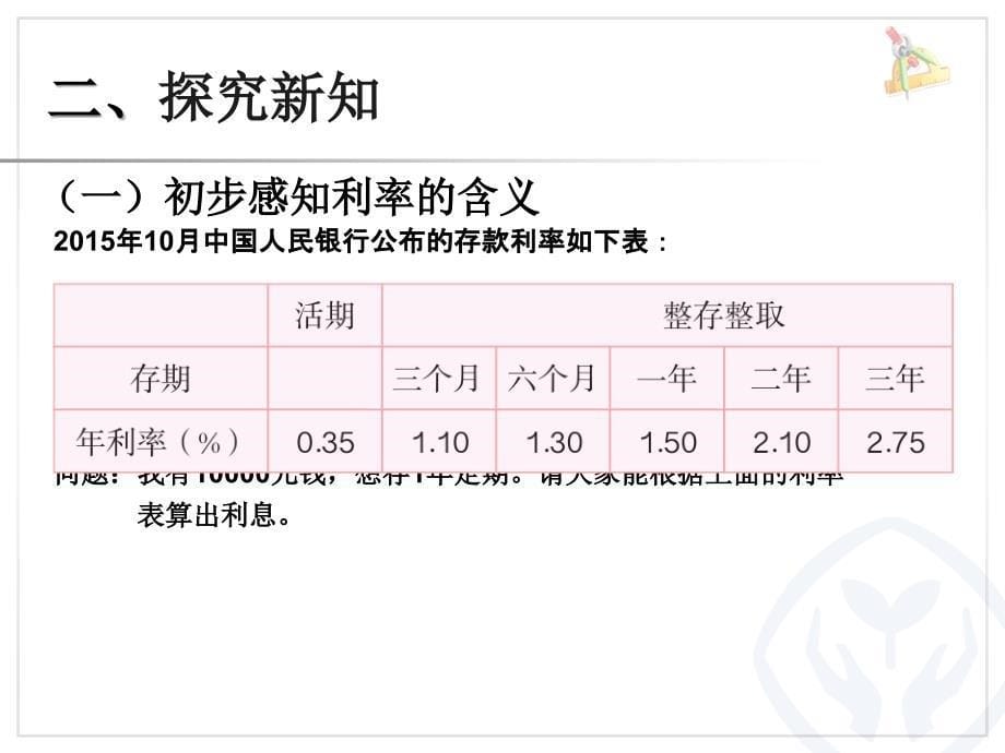 2015最新人教版六年级数学下册第二单元例4-利率_第5页