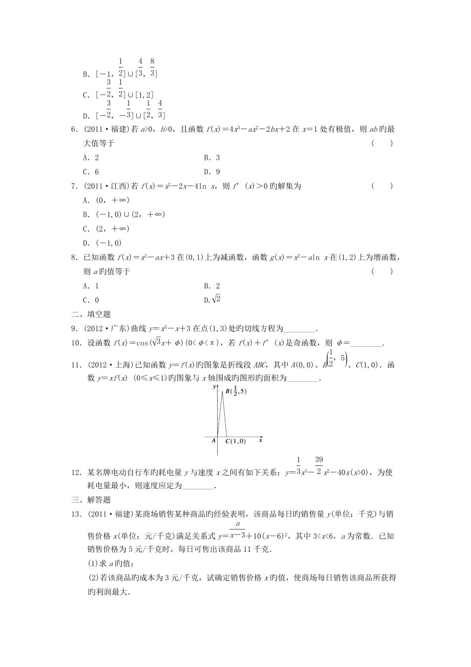2019高考数学考前3个月(上)专题练习限时规范训练-导数及其运用_第2页