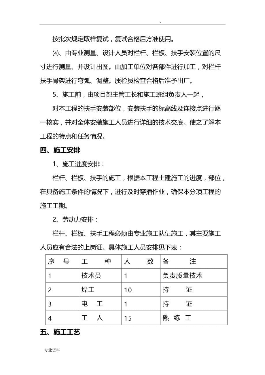 阳台栏杆、护栏及楼梯扶手施工组织设计(精华版)_第5页