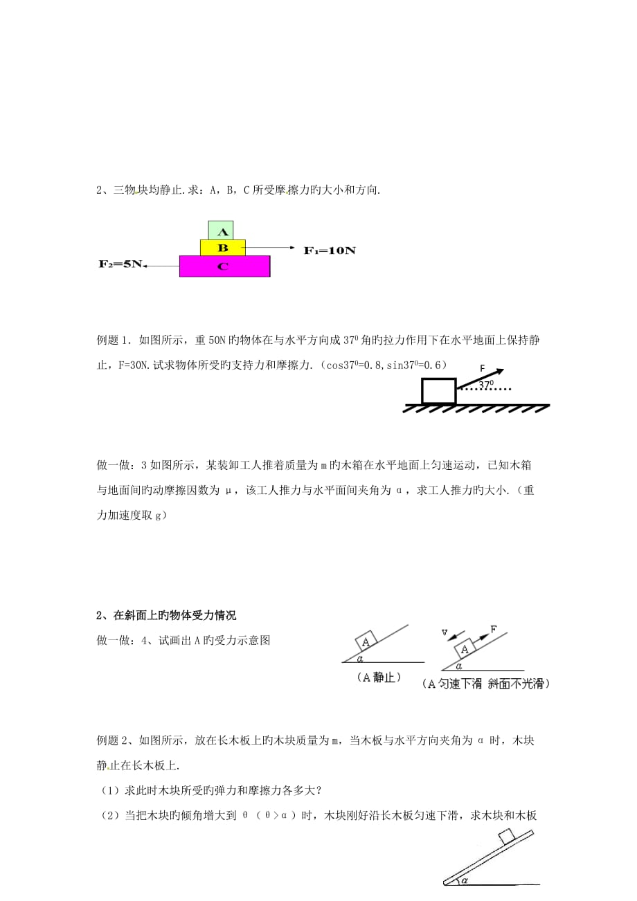 2019高考物理基础知识巩固资料(受力分析)导学案新人版1_第3页