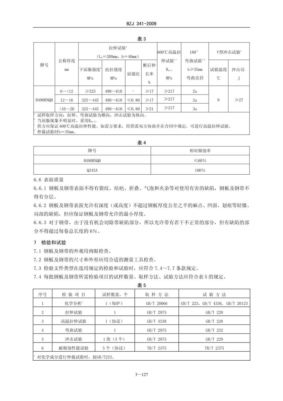 BZJ 341-2009 耐火耐大气腐蚀热连轧钢板及钢带_第3页