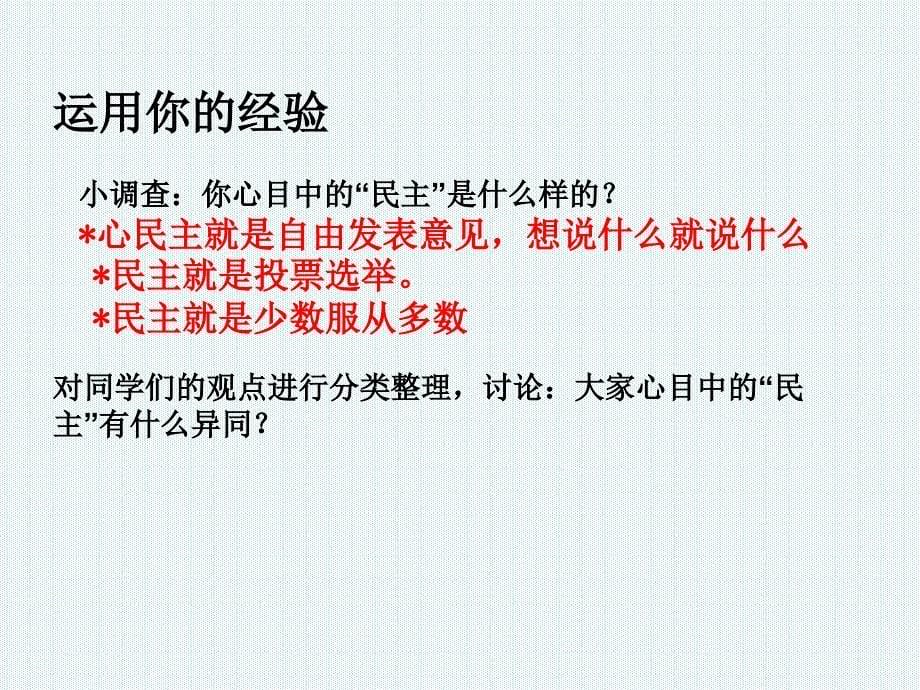 道德与法治九年级（上册）第三课《生活在民主国家》_第5页