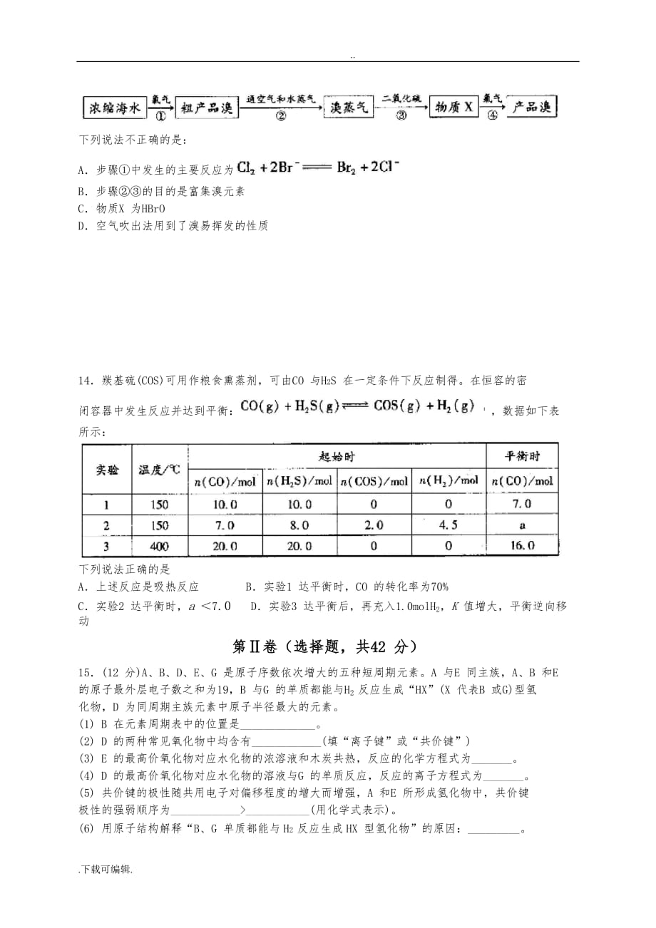 2015年11月北京市海淀区高中三年级期中化学试题（卷）与答案_第4页
