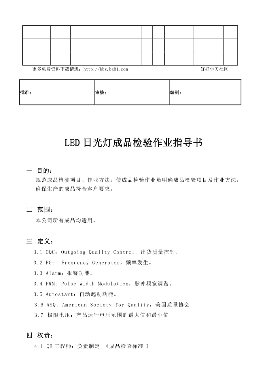 LED日光灯成品检验作业指导书范_第2页