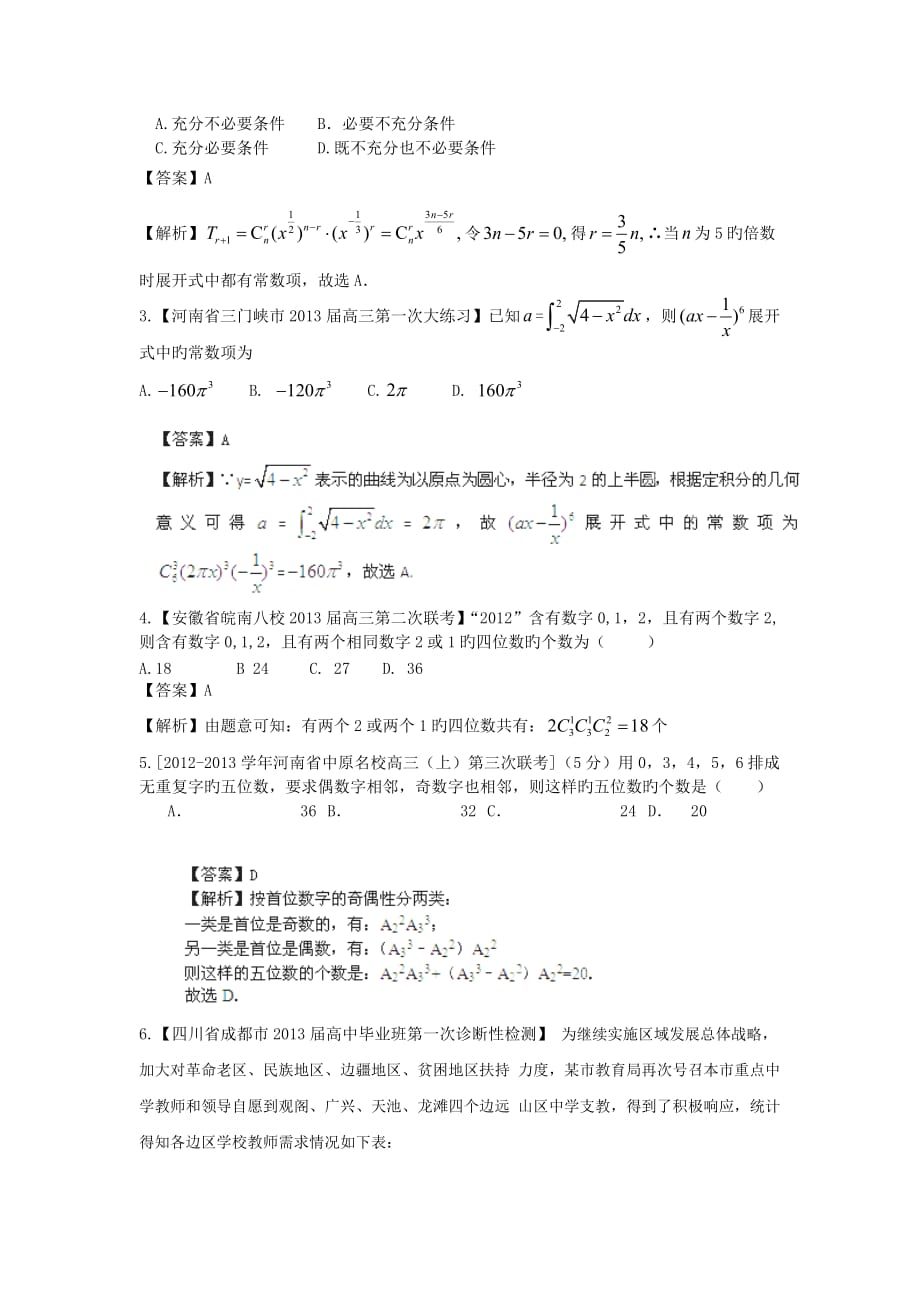 2019高三数学名校试题汇编专题10计数原理和二项式定理(理)_第3页