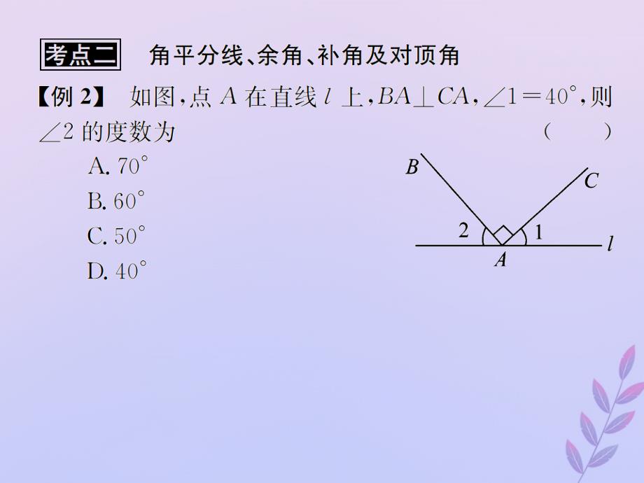 中考数学复习第16课时角相交线与平行线3典型例题剖析课后作业课件201903193135_第3页