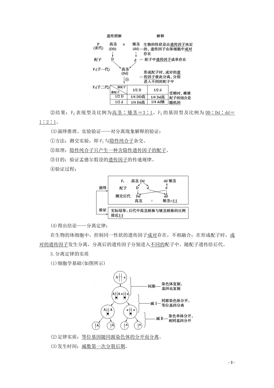 2021高考生物一轮复习 第5单元 遗传定律的伴性遗传 第1讲 孟德尔的豌豆杂交实验（一）教学案 新人教版必修2_第3页