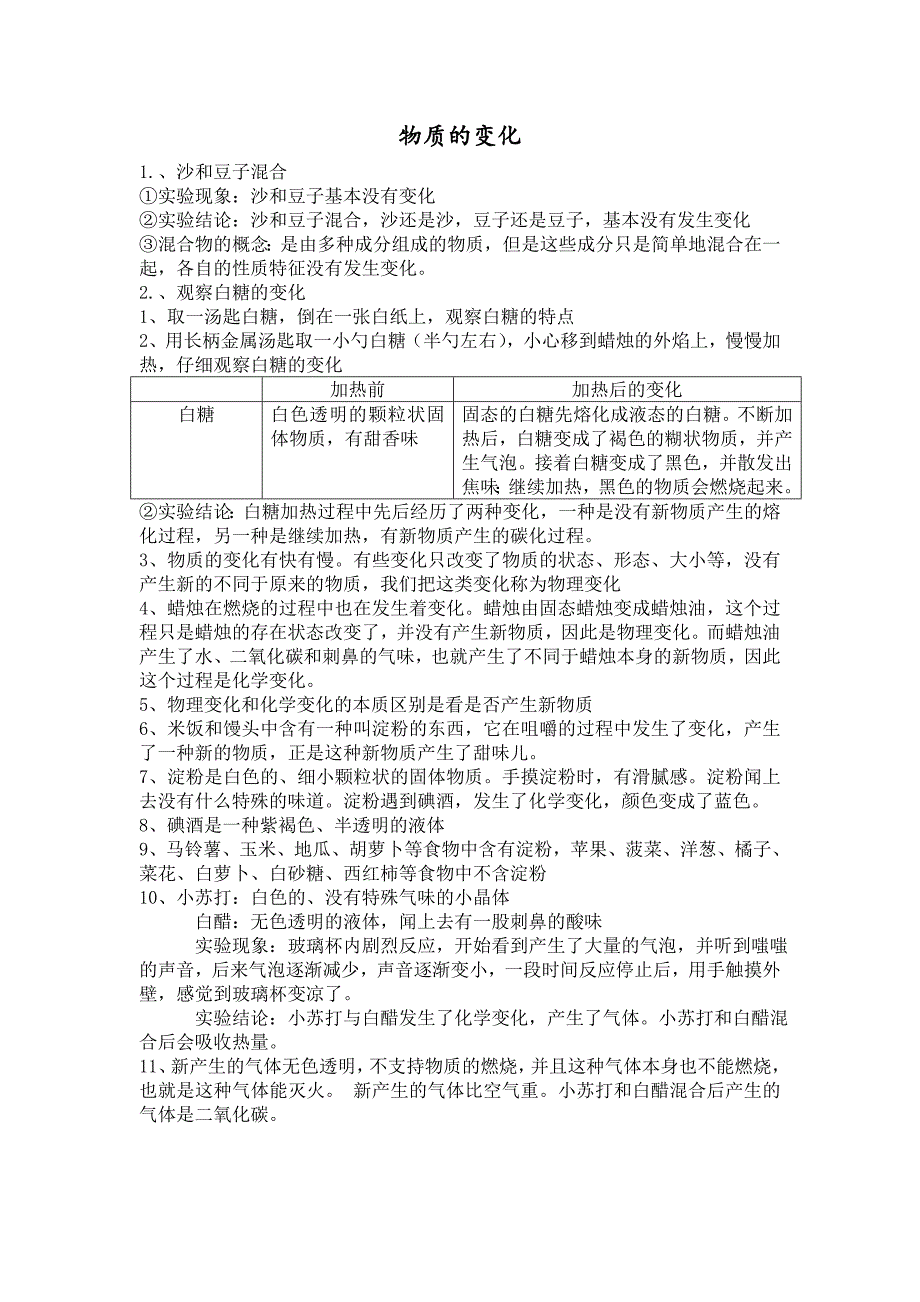 六年级科学下册知识点素材物质的变化（知识点 练习）教科版_第1页