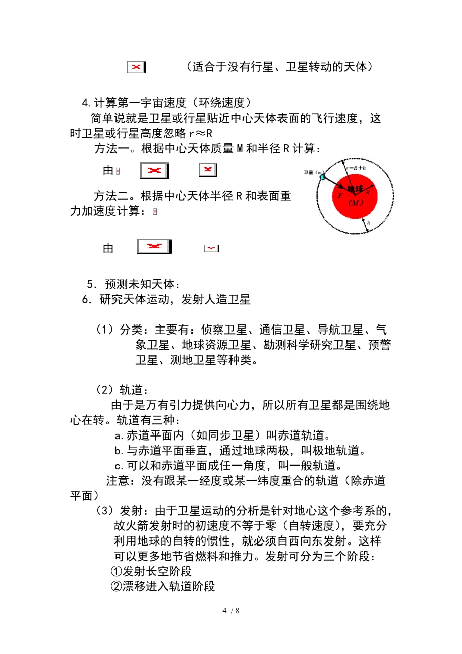 万有引力与航天重点知识公式总结_第4页