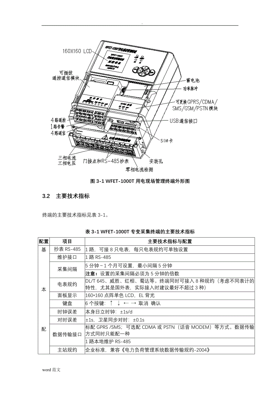 威胜专变采集终端WFET-1000T使用说明书_第3页