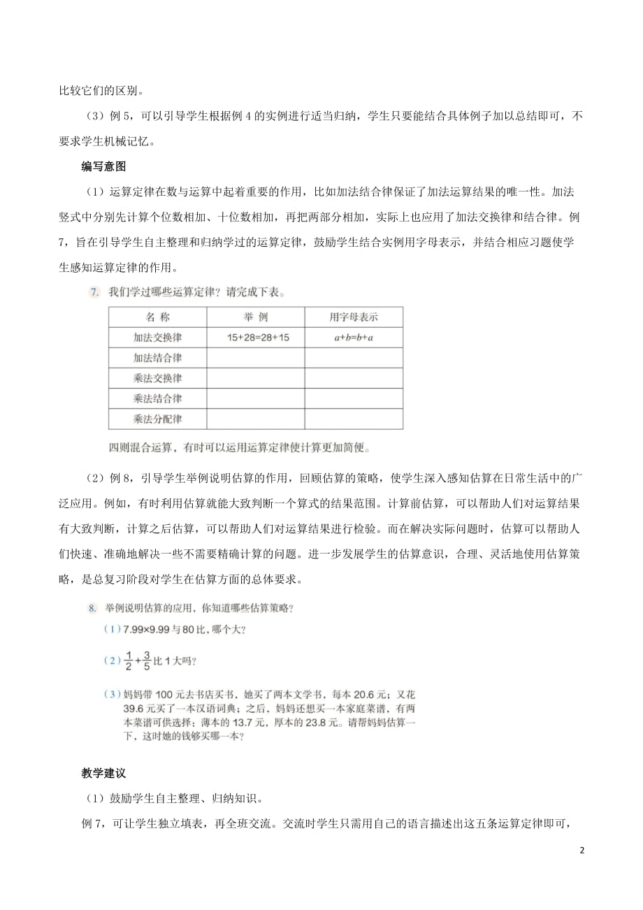 【常耕不辍】六年级数学下册数的运算具体内容及教学建议素材新人教版20190621390_第2页