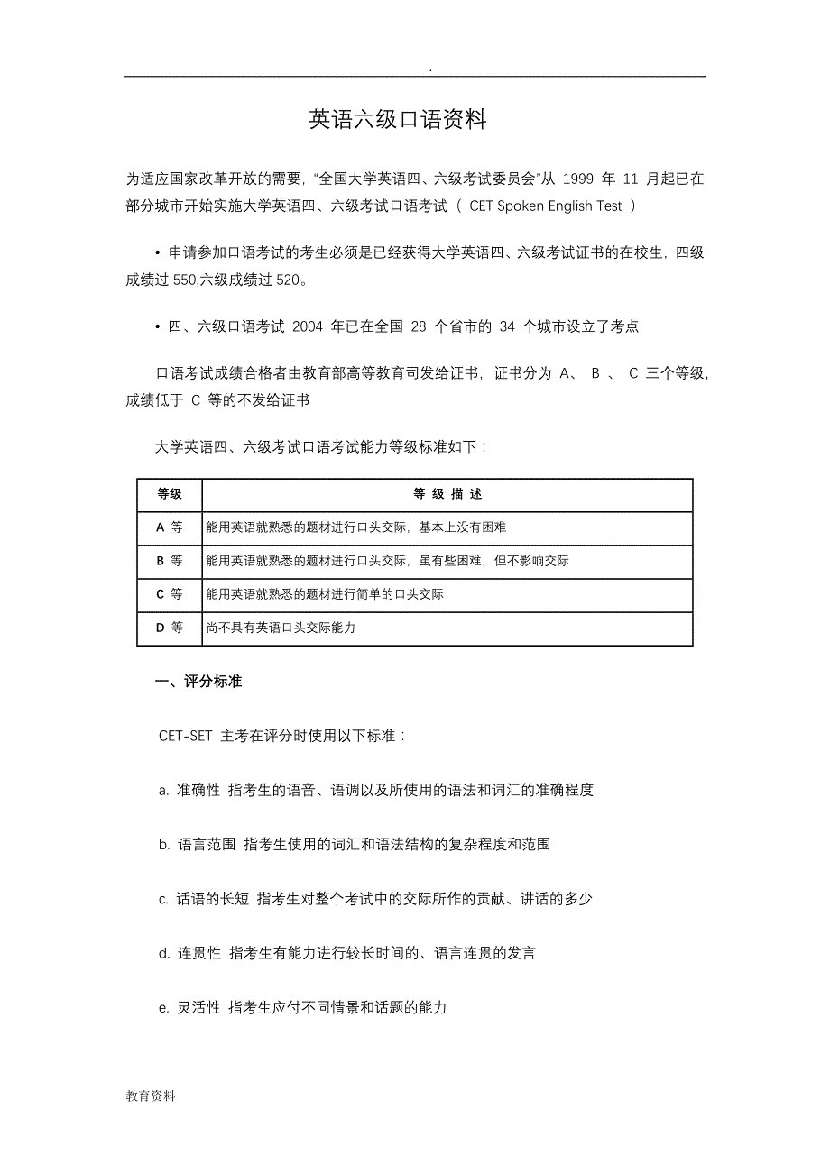 英语六级口语资料样题_第1页