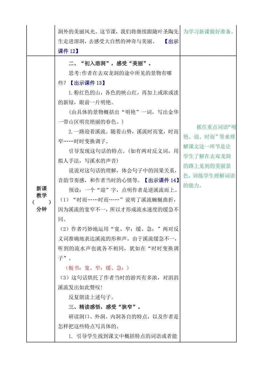 人教版四年下语文教案课件《17记金华的双龙洞教案》_第5页