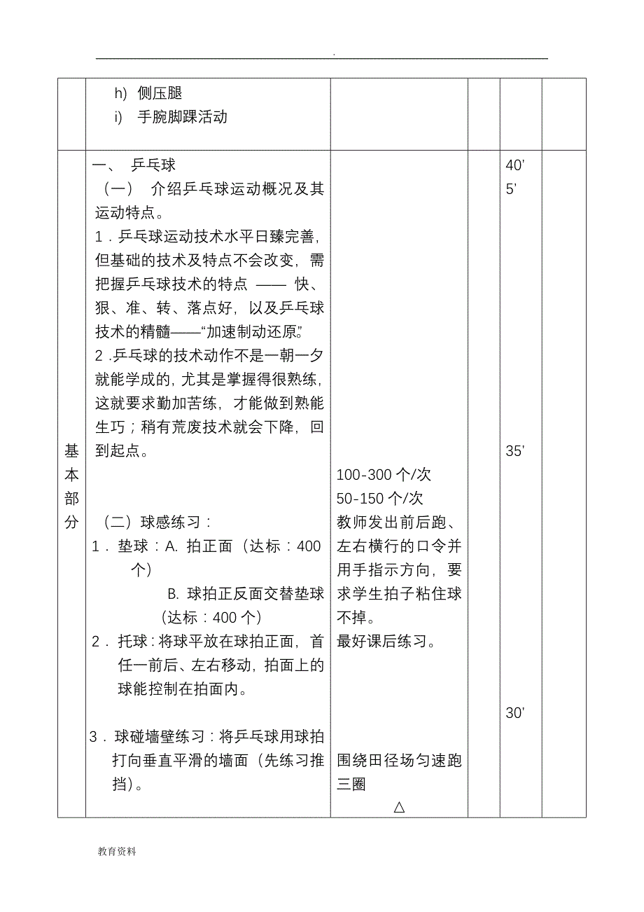 小学乒乓球拓展课-教案_第3页