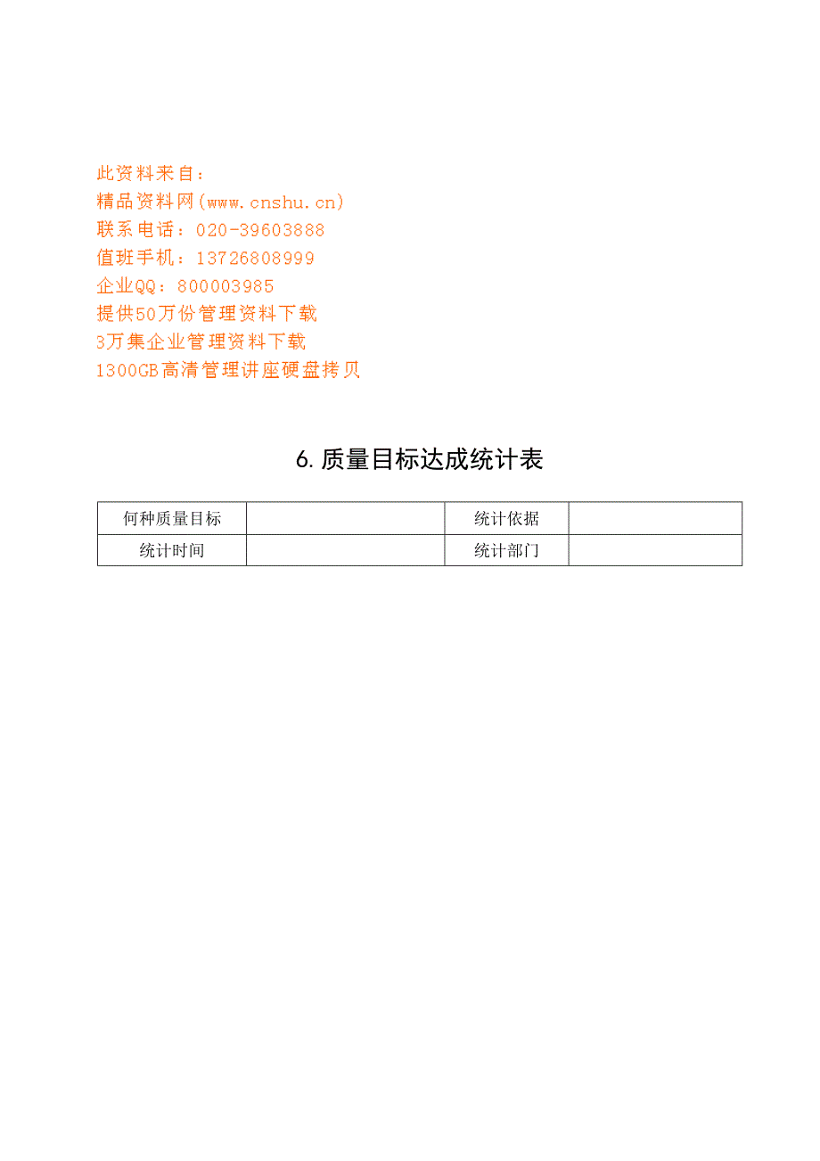 公司质量目标达成统计_第1页