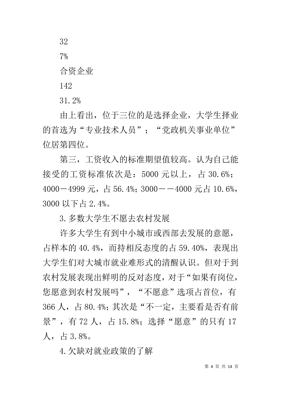 高校大学生就业及就业需求状况调研报告（共2篇）_第4页