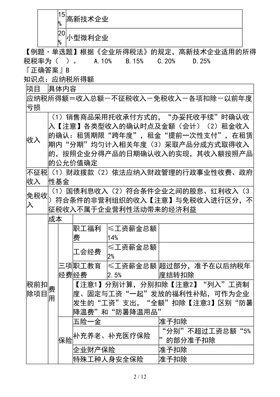 初级会计经济法所得税知识点总结_第2页