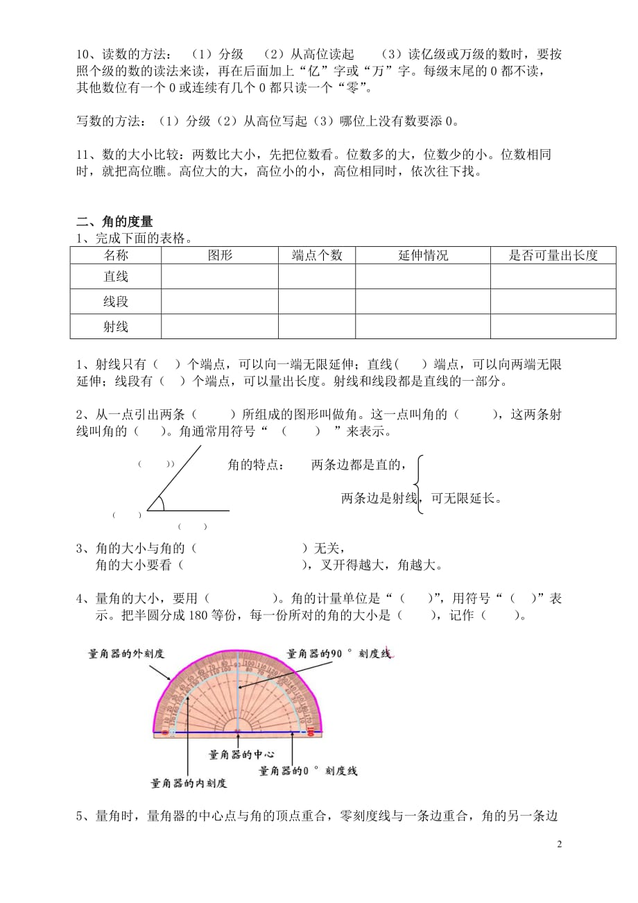 【常耕不辍】2020年四年级数学上册专项练习基本数学概念题（无答案）新人教版_第2页