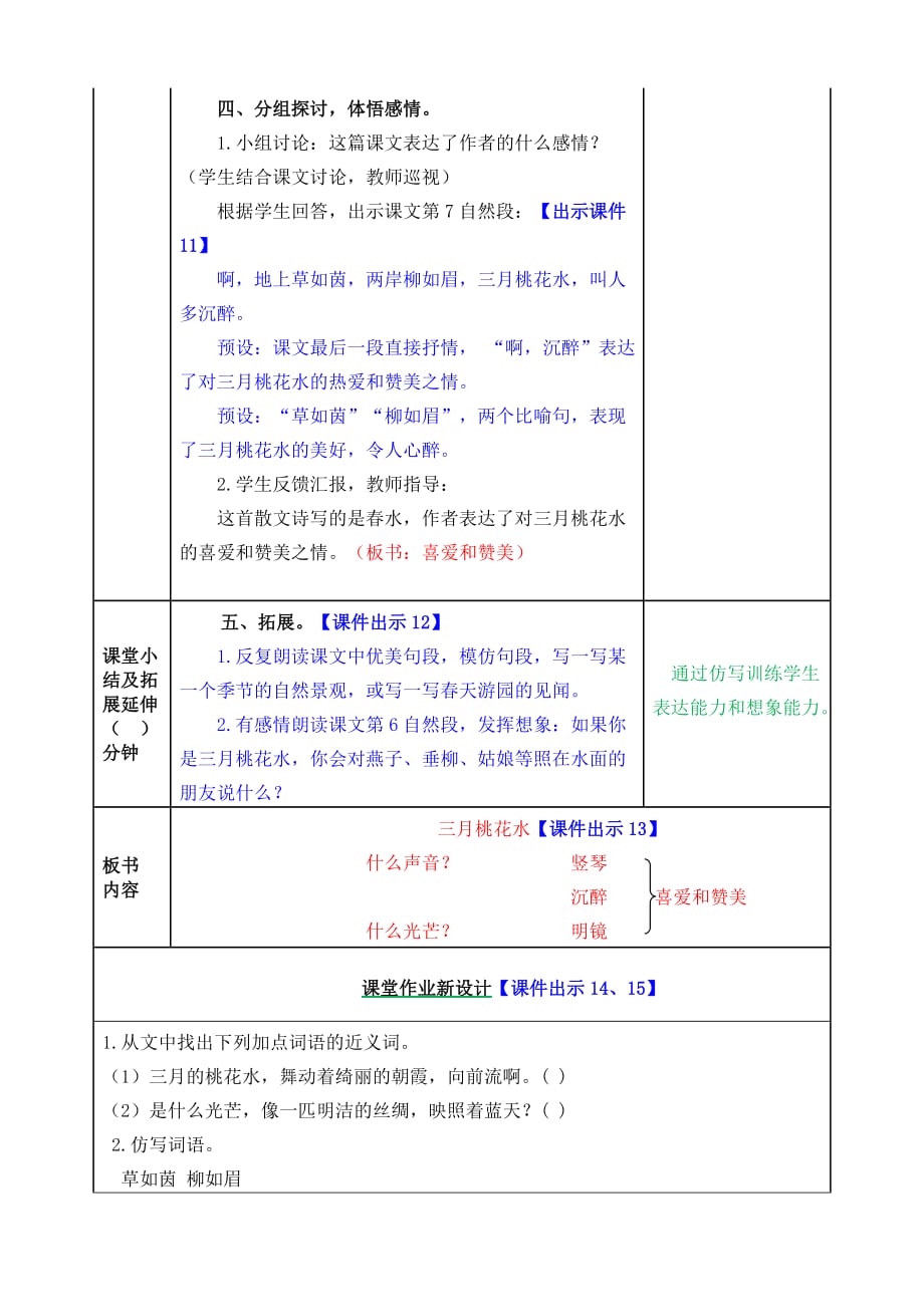 人教版四年下语文教案课件《三月桃花水教案》_第4页