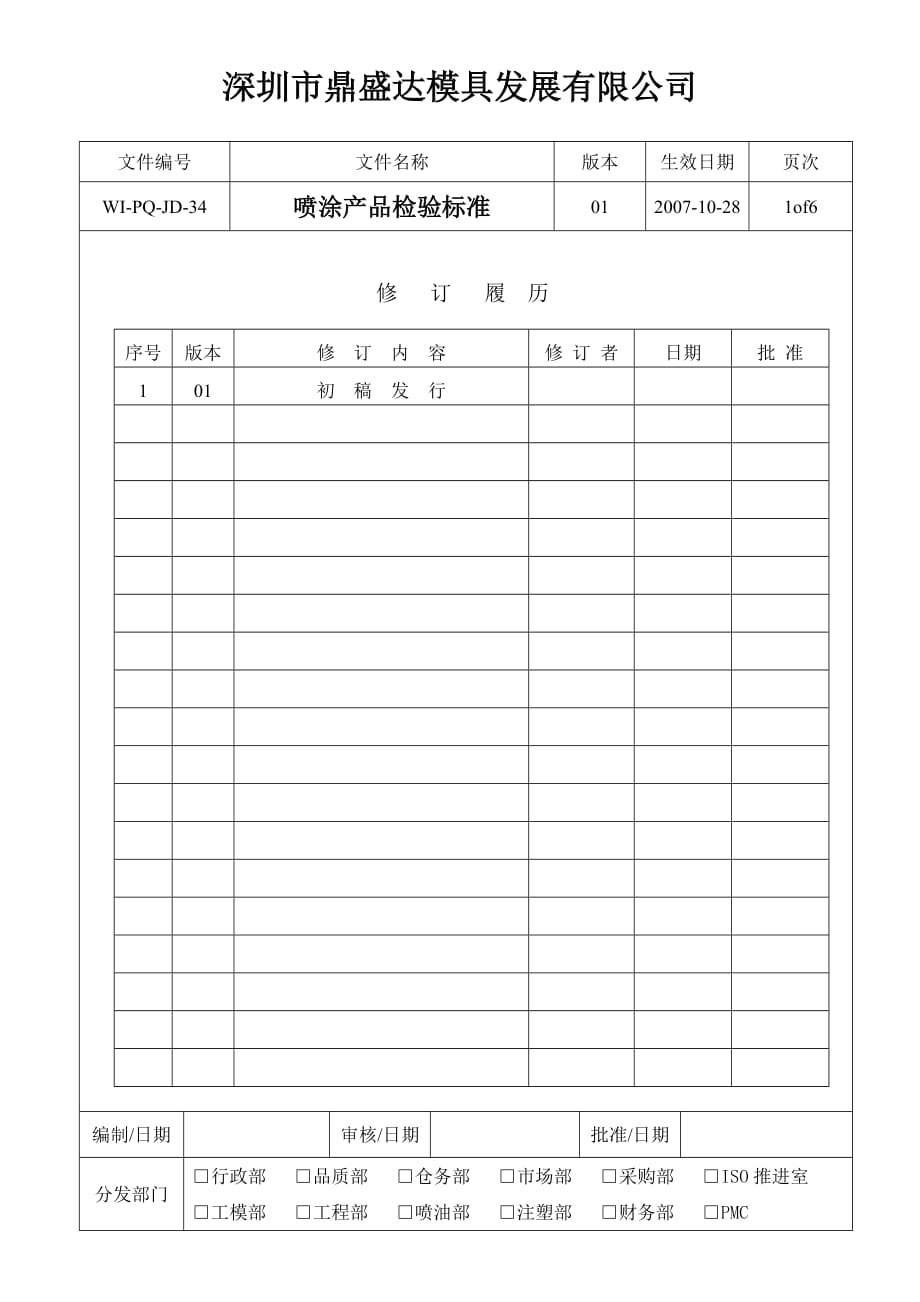 深圳市某模具公司喷涂产品检验标_第1页