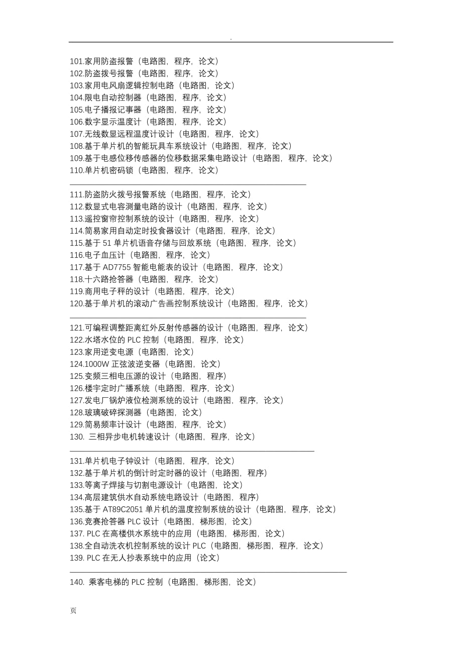 单片机类、电子类毕业设计题目汇总_第1页