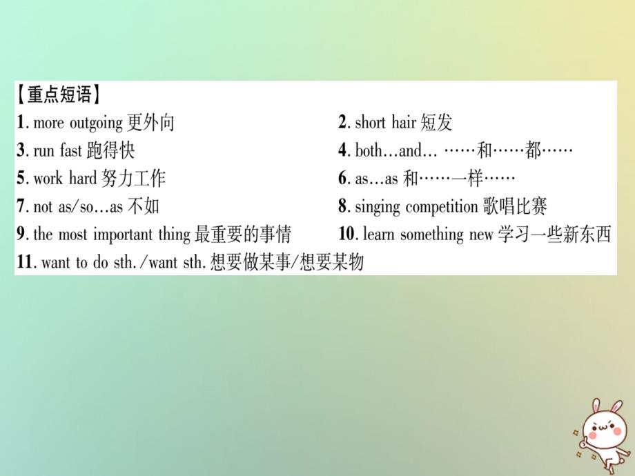 2019年秋初二英语上册 背记手册 Unit 3 Could you please clean your room Section A课件 人教新目标版教学资料_第4页