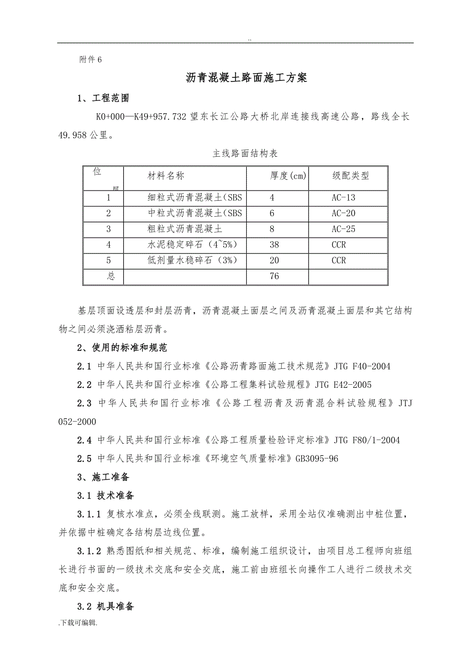 6_沥青混凝土路面工程施工设计方案_第1页