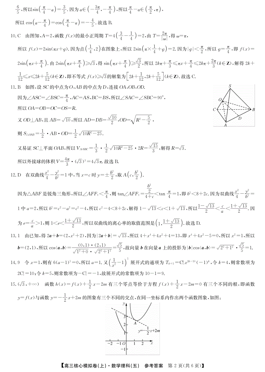 河南省九师联盟2020届高三核心模拟卷数学（理）试题答案与解析_第2页