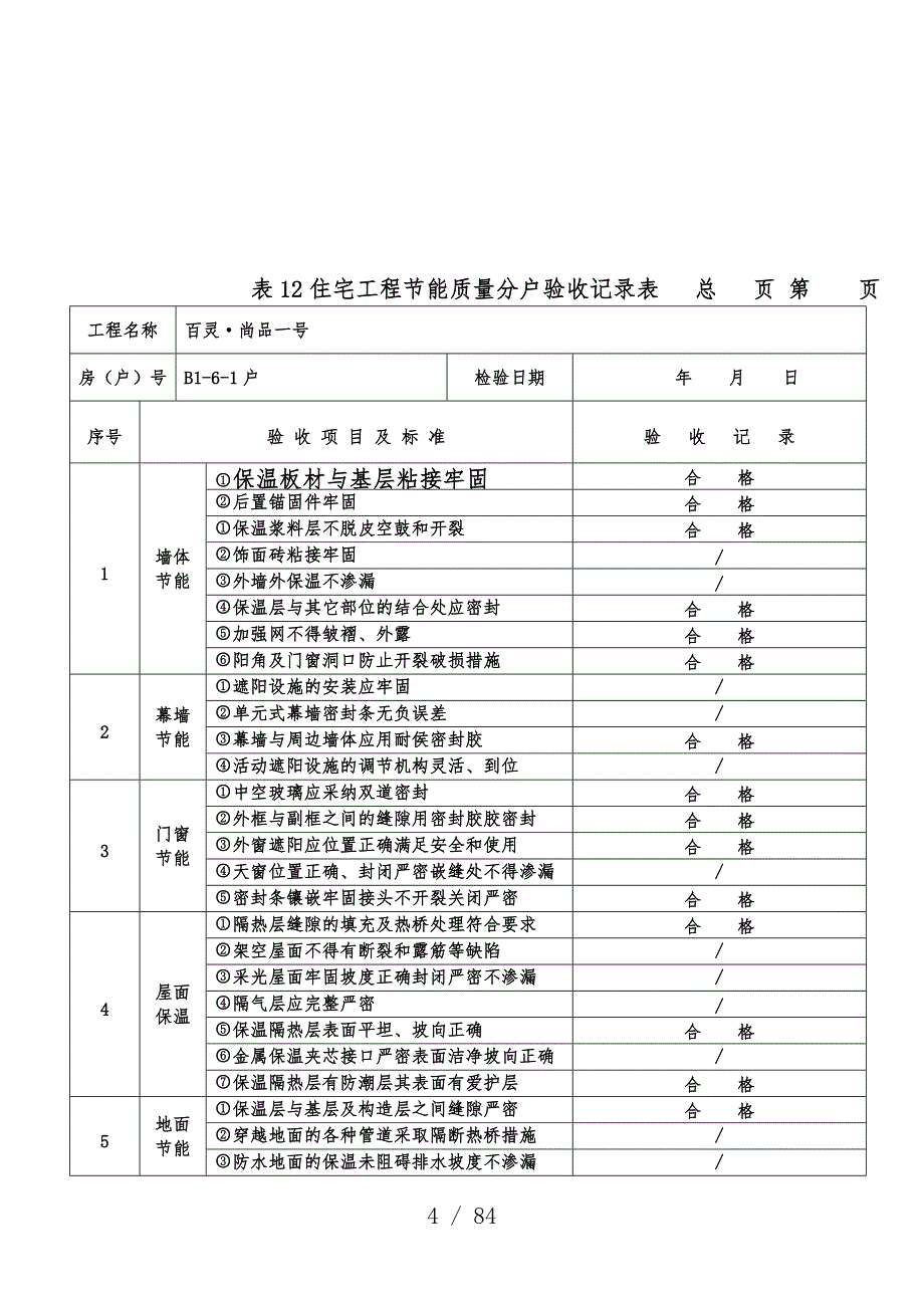 住宅工程项目节能质量分户验收记录表_第4页