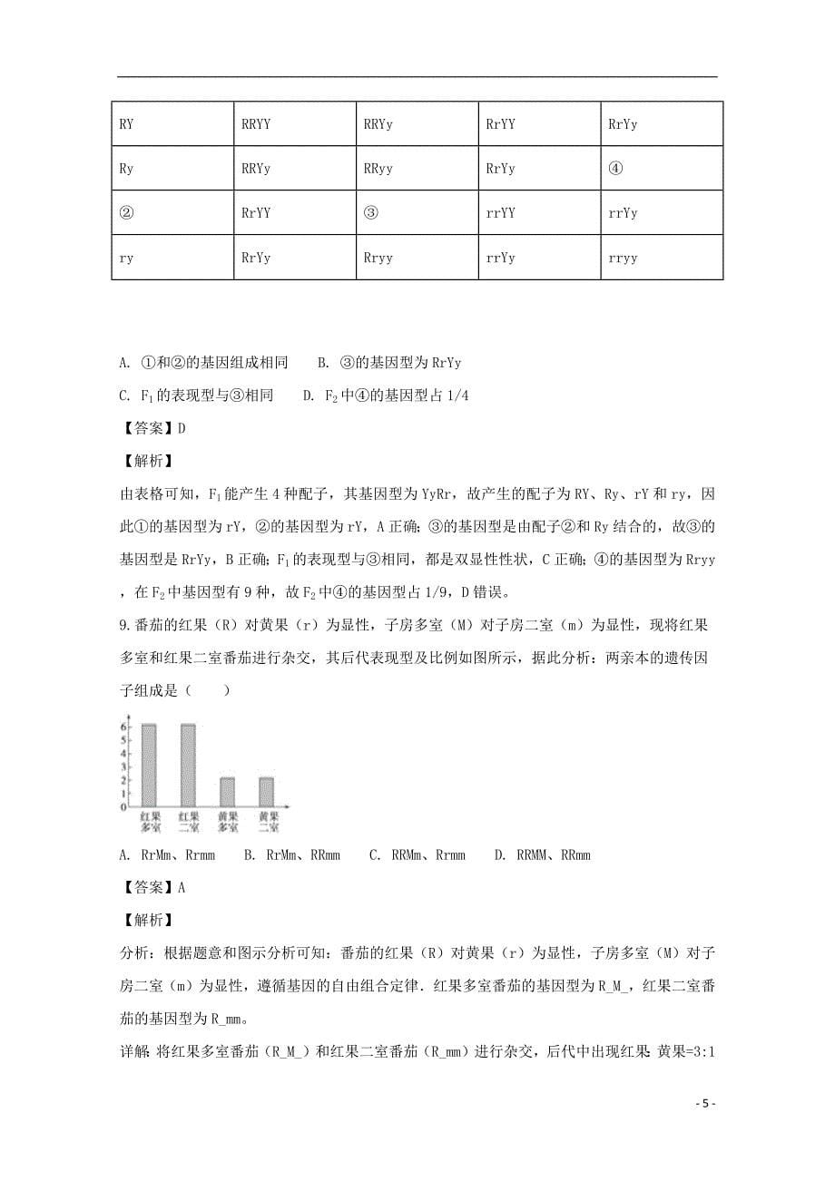 海南省海口市海南枫叶国际学校2020年高一生物下学期期中试题（含解析）_第5页