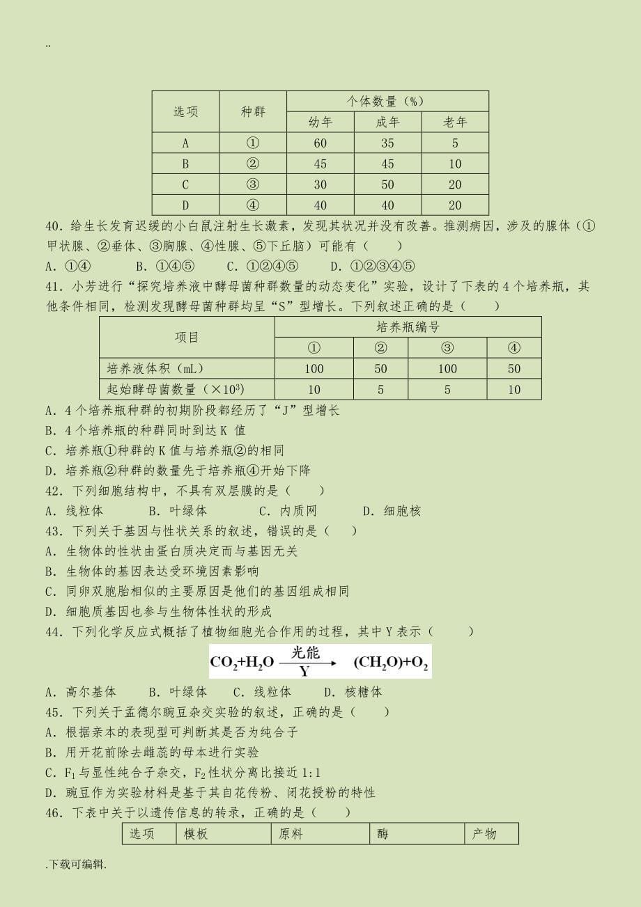 2010_2017年广东省_学业水平考试生物试题（卷）_第5页
