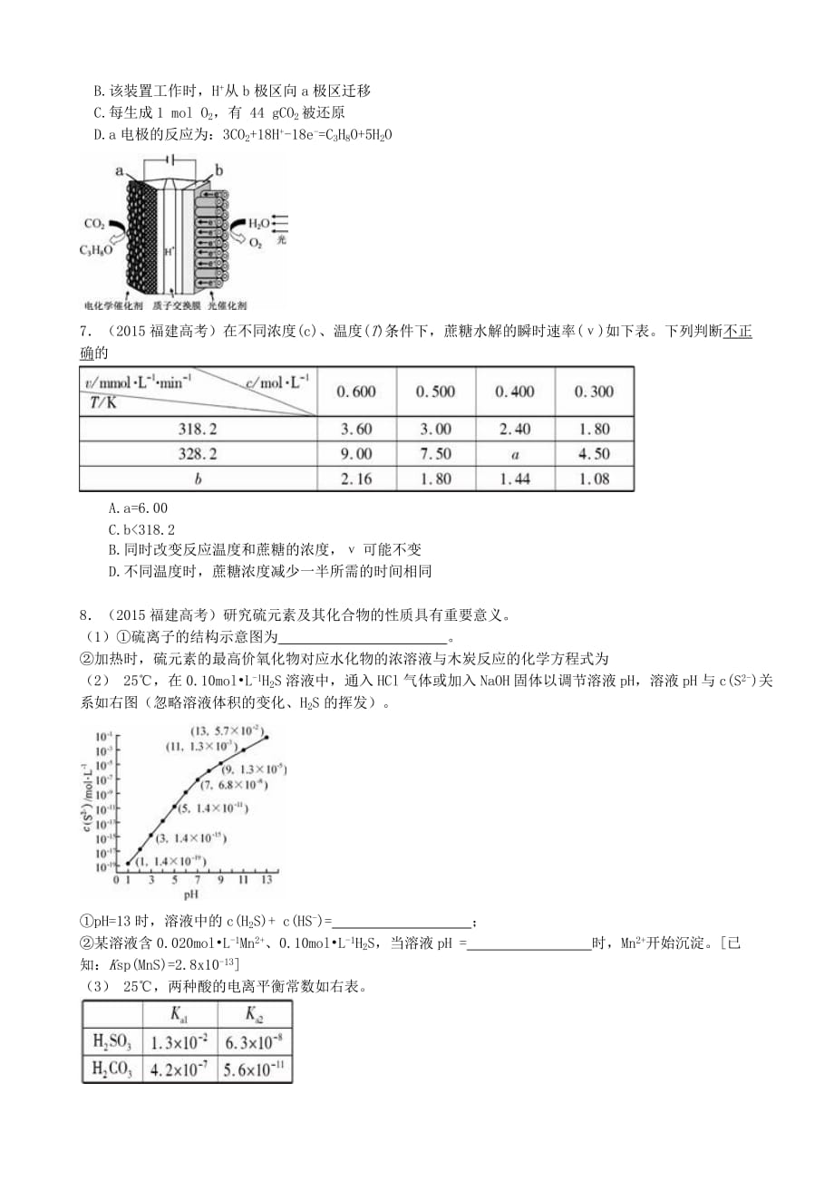 2015年福建高考化学试题及参考答案_第2页