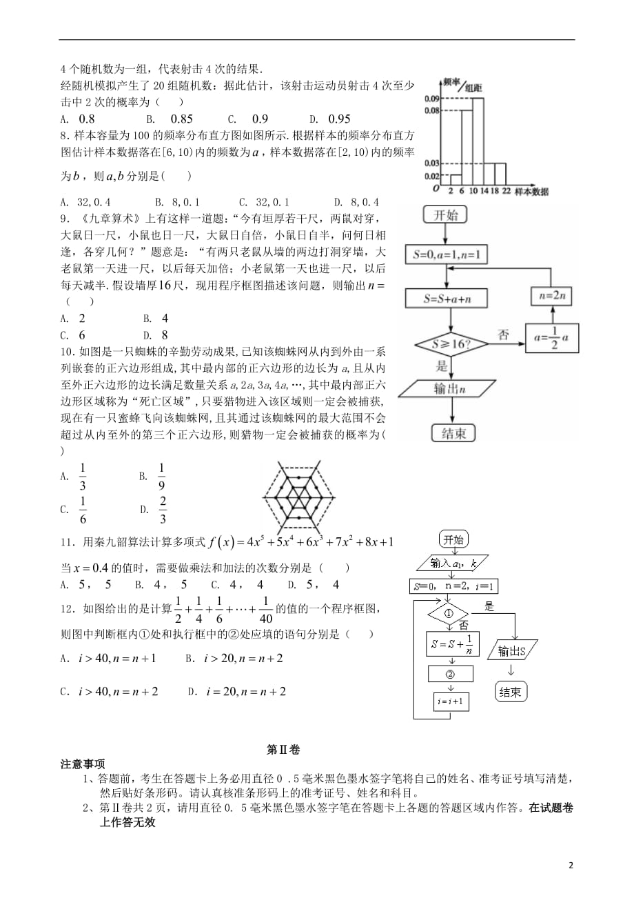 广西南宁市马山县金伦中学2020年高一数学下学期“4＋N”高中联合体期中联考试题201808090211_第2页